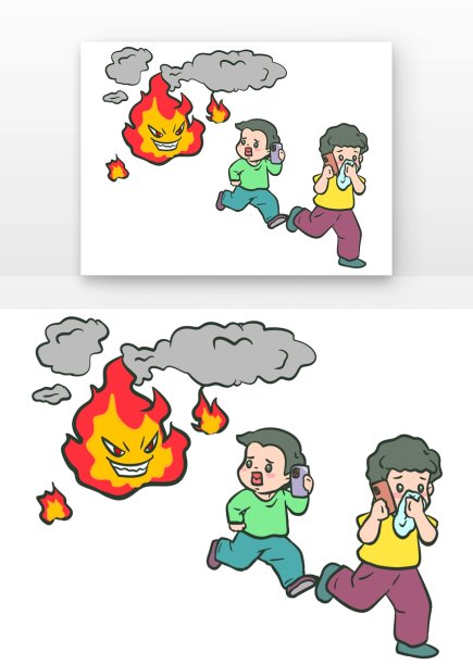消防安全指南发生火灾拨打火警救援漫画图片下载