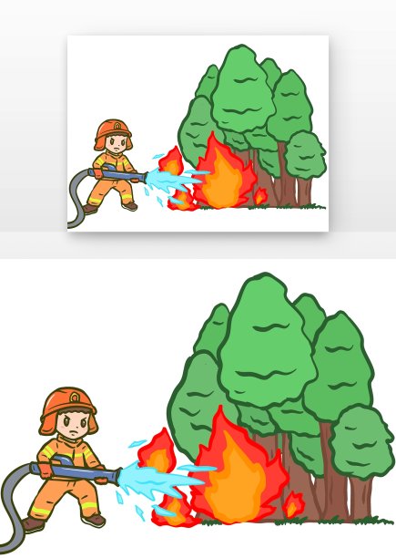 森林消防员救火元素图片下载