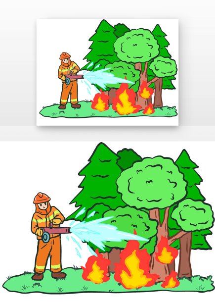 森林消防员手持灭火器救火图片下载