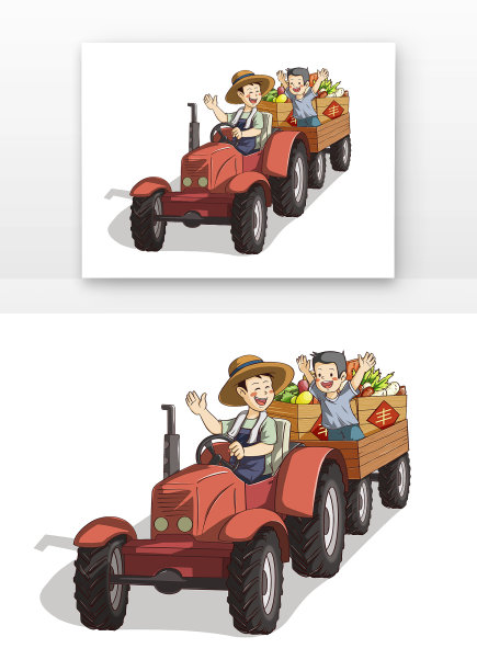 脱贫漫画农民拉粮食图片下载