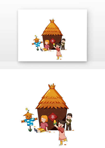 粮仓屯粮手绘脱贫漫画图片下载