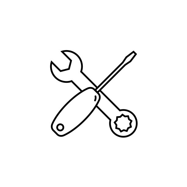 螺丝刀和扳手线图标，维修标志矢量图片下载