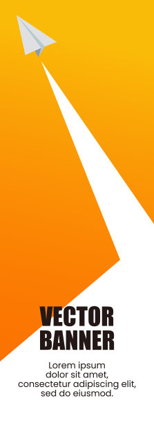 矢量插图图像的纸飞机飞行大力通过一个生动的橙色梯度天空，在EPS10格式。图片下载