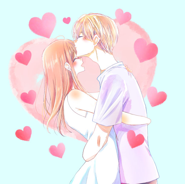 男人和女人在额头上拥抱亲吻图片下载