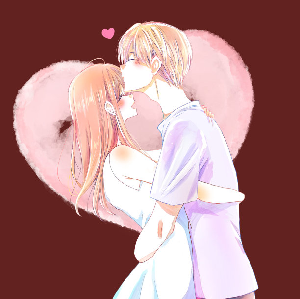 男人和女人在额头上拥抱亲吻图片下载