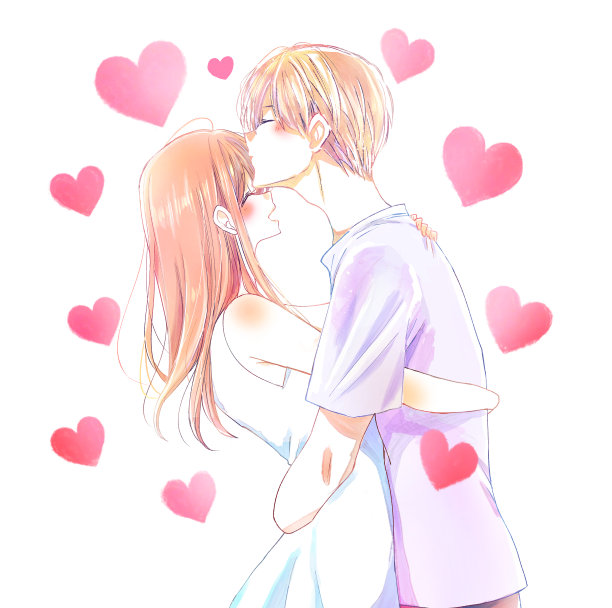 男人和女人在额头上拥抱亲吻图片下载