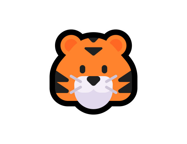 老虎矢量图标。老虎表情插画。孤立的老虎头矢量表情符号图片下载