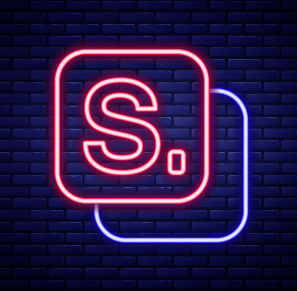 发光的霓虹灯线宾果图标孤立的砖图片下载