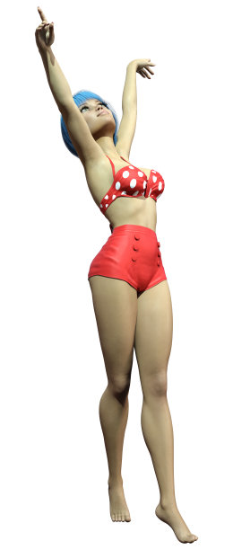 3D渲染海报女孩在白色图片下载