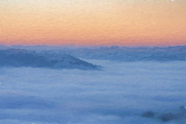 数字油画班福德边缘日出云逆温在峰区，英国。图片下载