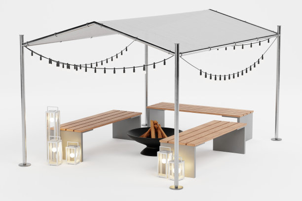 现实的3D渲染露台与家具图片下载