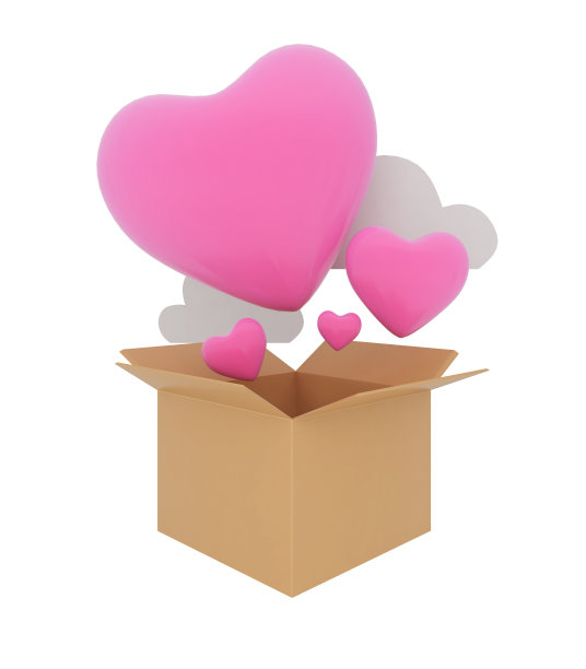 打开盒子，找到漂浮的心。, 3 d渲染图片下载