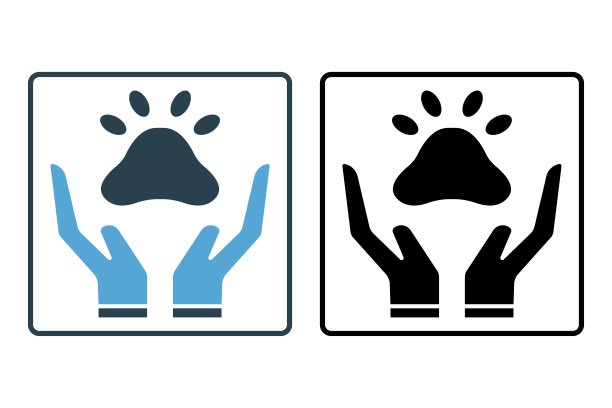 爪印宠物护理图标。固体图标样式。宠物护理相关图标。简单的矢量设计可编辑图片下载