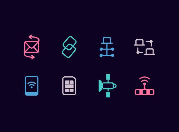 通信，网络连接矢量图标集图片下载