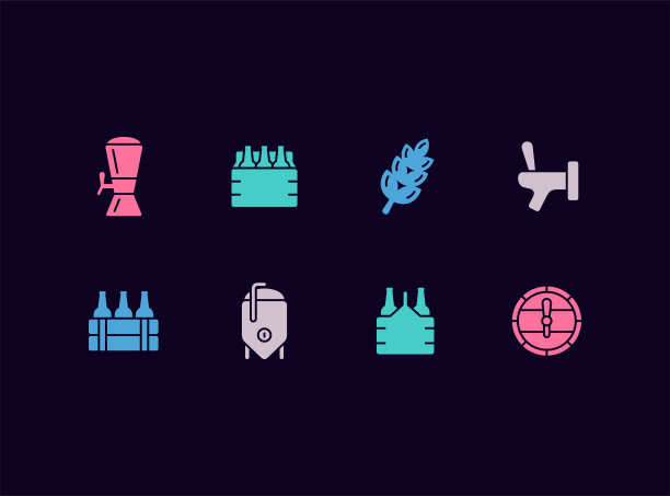 啤酒行业矢量图标集图片下载