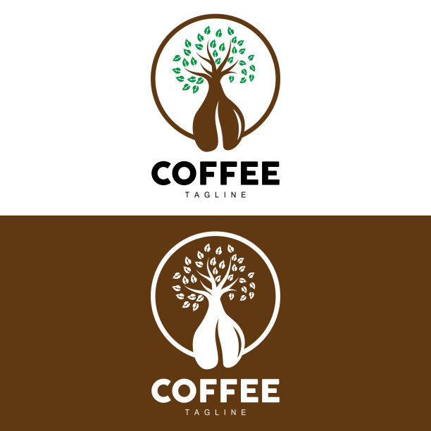 咖啡标志，咖啡树设计，咖啡饮料矢量，图标品牌说明符号图片下载