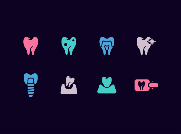 牙齿健康矢量图标集图片下载