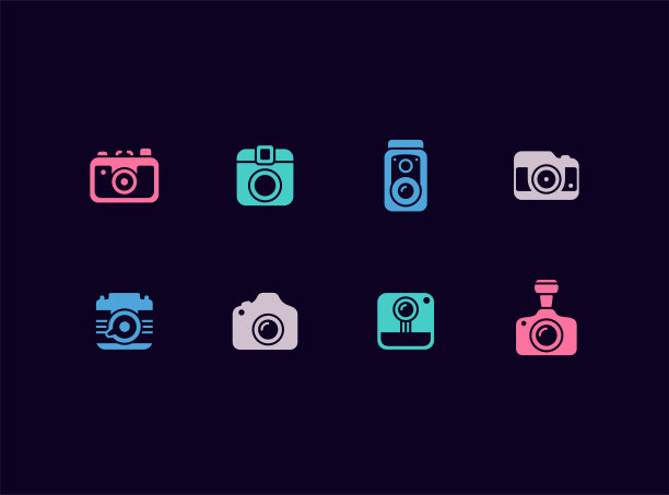 各种相机标志矢量图标集图片下载