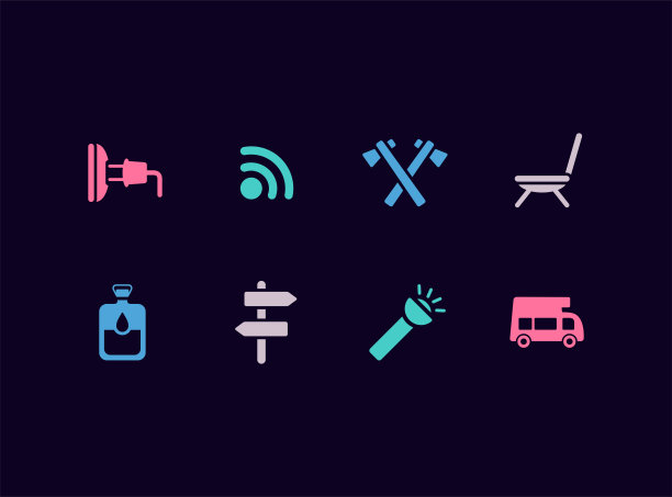 露营矢量图标集图片下载