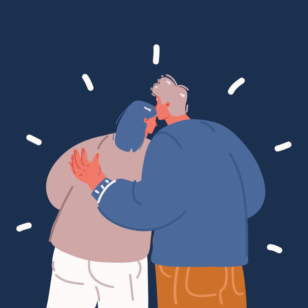 一对夫妇互相拥抱的卡通矢量插图图片下载