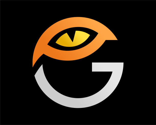 字母G首字母眼睛老虎眼睛孟加拉大猫黑豹野兽简单的最小图标矢量设计图片下载