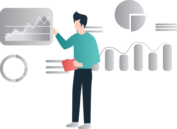 一个男孩站着看图表。图片下载