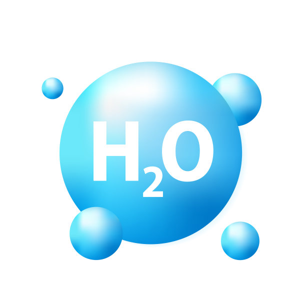 水分子模型蓝色和化学公式自然。用于装饰氧气化妆品。生态学和生物化学的概念。在白色背景上。矢量图图片下载