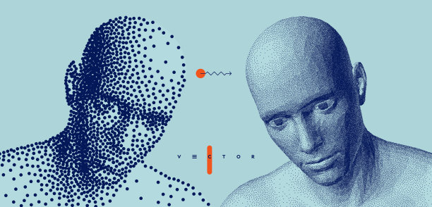 两个对手面对面。人们面对面交谈。说明两个人之间的交流。读心术概念。与自己战斗。矢量在粗糙和精细的风格。图片下载