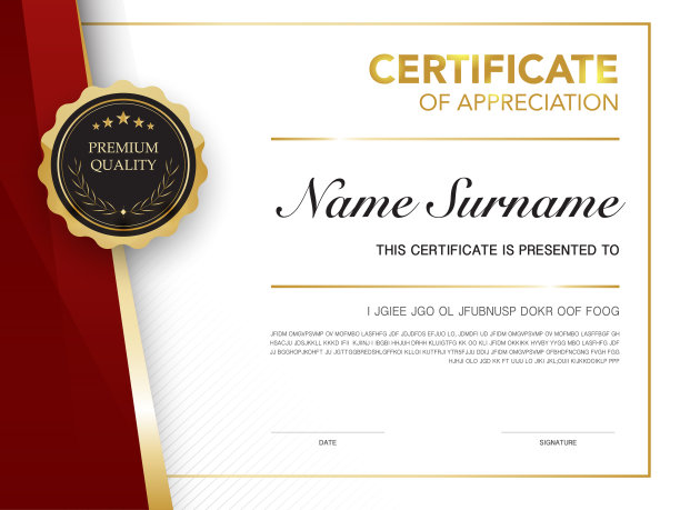 文凭证书模板红色和金色与豪华和现代风格的矢量图像高级矢量。图片下载