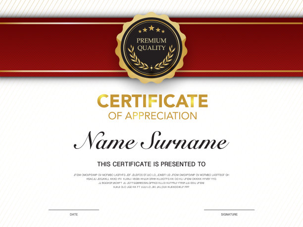 文凭证书模板红色和金色与豪华和现代风格的矢量图像高级矢量。图片下载