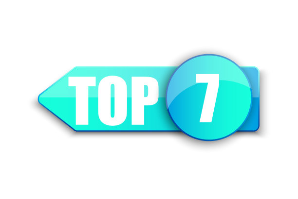 Top 7小logo。蓝色赢家贴纸七。磁带最佳评级。矢量插图。图片下载