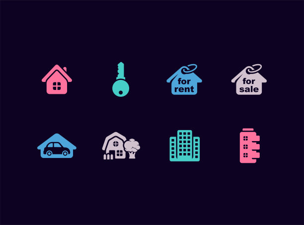 房地产机构矢量图标集图片下载