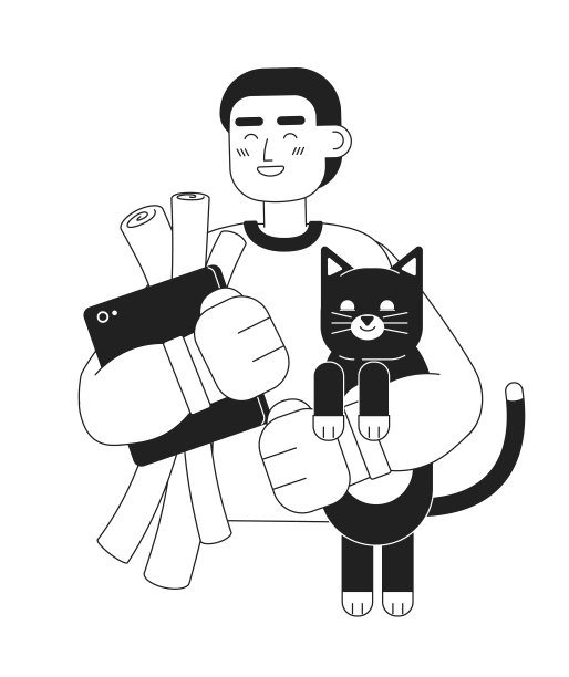 工作生活平衡的远程自由职业者单色平面矢量字符图片下载