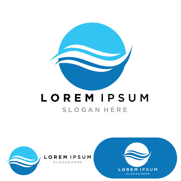 水波标志模板图标矢量插图设计。圆形波浪图片下载