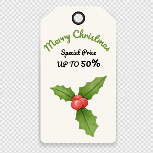 圣诞快乐，价格标签和报价元素。水彩画手绘。矢量插图。图片下载