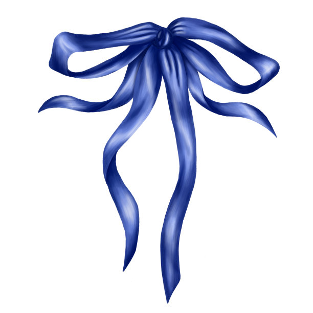 蓝色缎面蝴蝶结制成的薄光滑的丝带。白色背景上的数字插图。假日、包装、服装、室内装饰元素图片下载