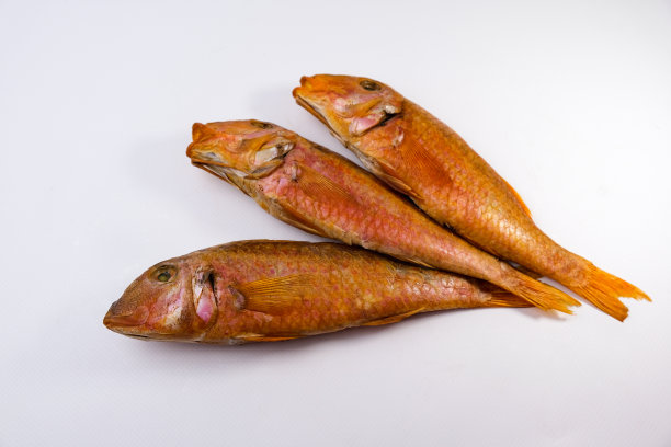 白色背景上的熏制红鲻鱼。图片下载