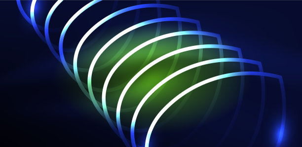 霓虹激光线，圆，波抽象图片下载