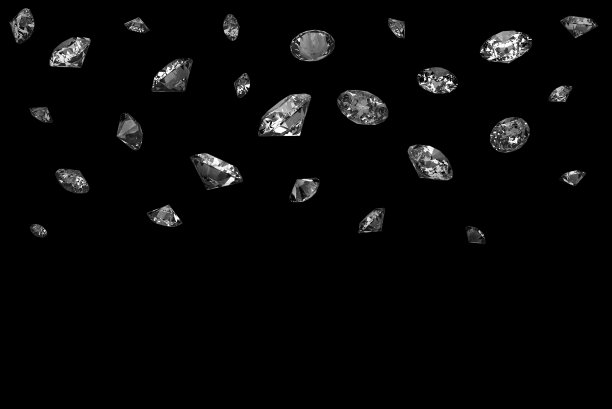 许多闪亮的钻石落在黑色的表面上图片下载
