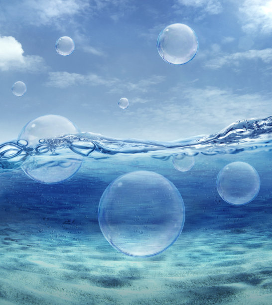 蓝色的水下水面和气泡图片下载