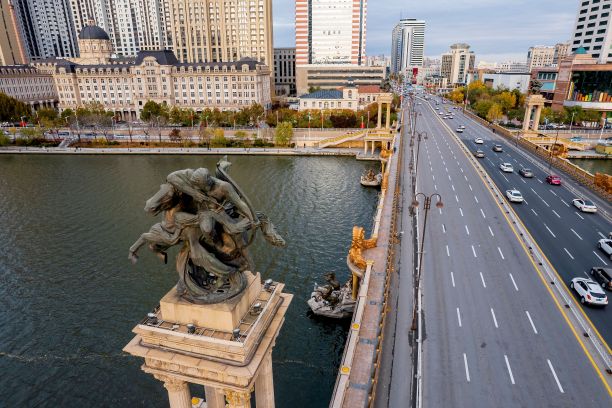 航拍的海河风景区，天津，中国图片下载