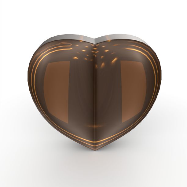 一颗心形巧克力的3D渲染，孤立在白色背景上图片下载