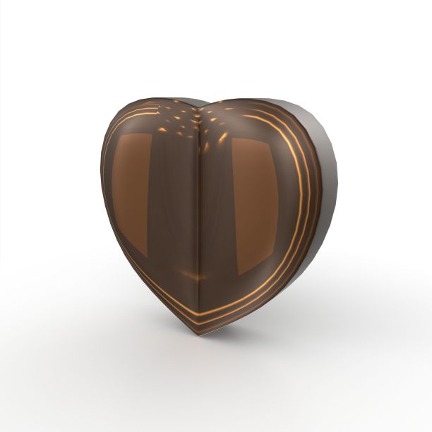一颗心形巧克力的3D渲染，孤立在白色背景上图片下载