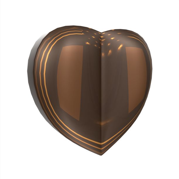 一颗心形巧克力的3D渲染，孤立在白色背景上图片下载