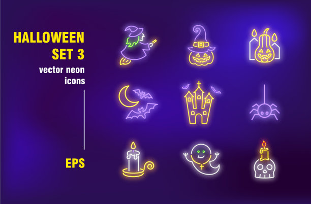 万圣节霓虹灯图片下载