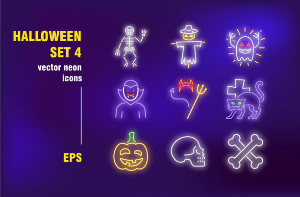 万圣节派对霓虹灯设置图片下载