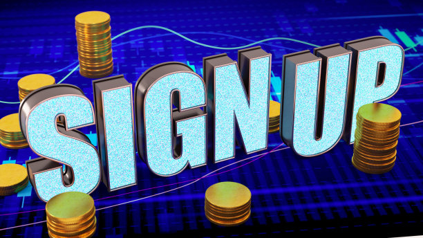 霓虹灯签约财务图表与金币图片下载