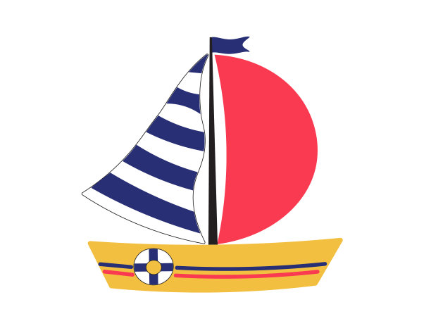 一个帆船剪贴画孤立在白色背景。夏季海上体育活动概念。图片下载