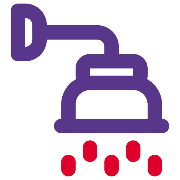 壁挂式头淋浴与水流动图片下载