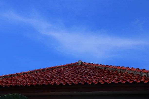 红瓦铺就的屋顶图片下载